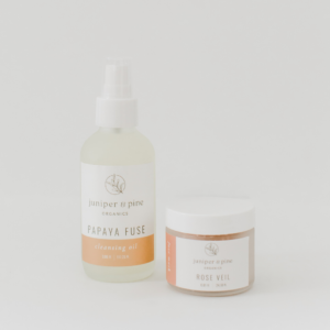 PAPAYA FUSE CLEANSING OIL and ROSE VEIL FACE MASK